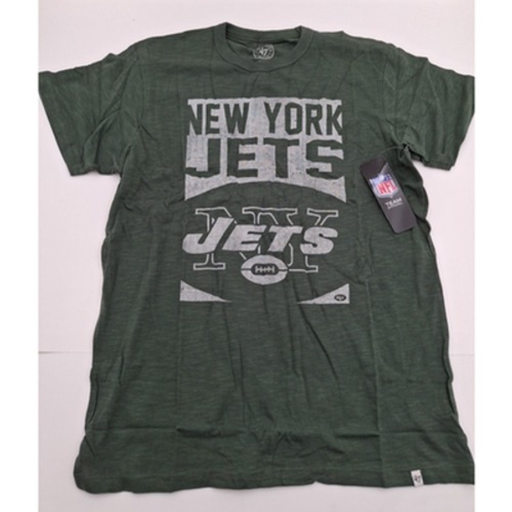 New York Jets '47 Brand Bottle Green Block Logo Soft Cotton Scrum Shirt, S, NWT
